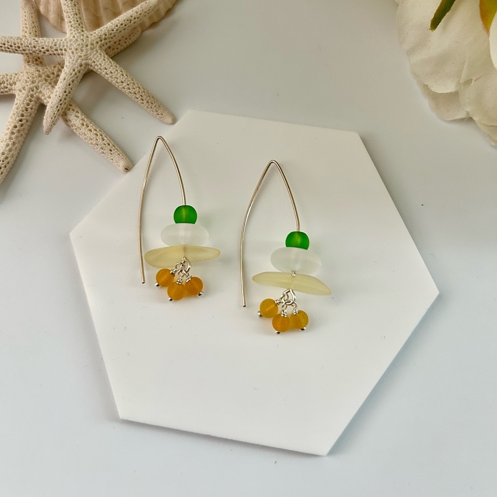 Kai Serenity Drop Seaglass Earrings- Yellow